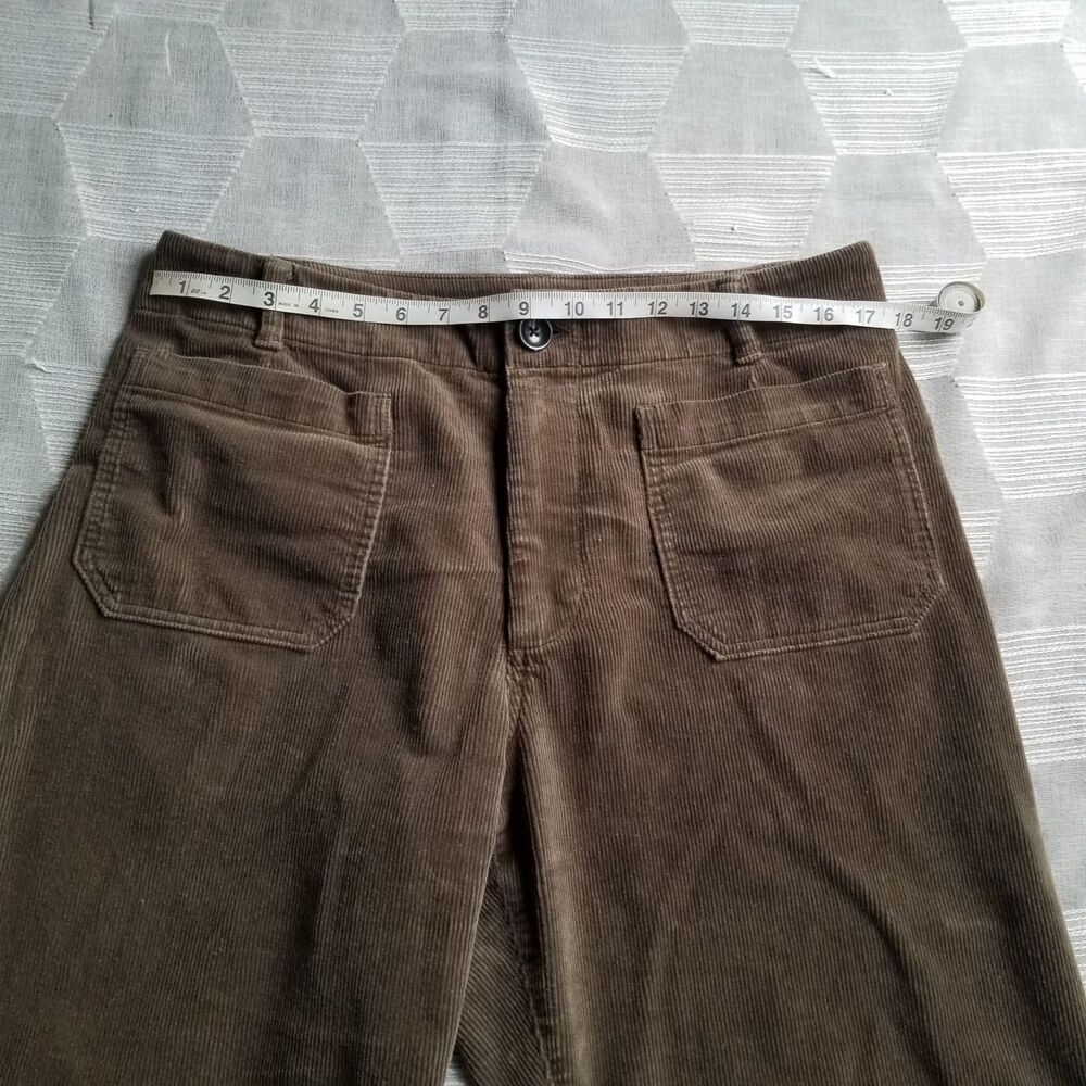 Quince Corduroy Seaweed Green Cropped Wideleg Pants Women's Size 14 - Picture 8 of 9